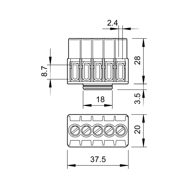 ترمینال بلوکی خطی سایز 4، KL-T 01-04