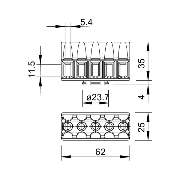 ترمینال بلوکی خطی سایز 6، KL-T 02-06
